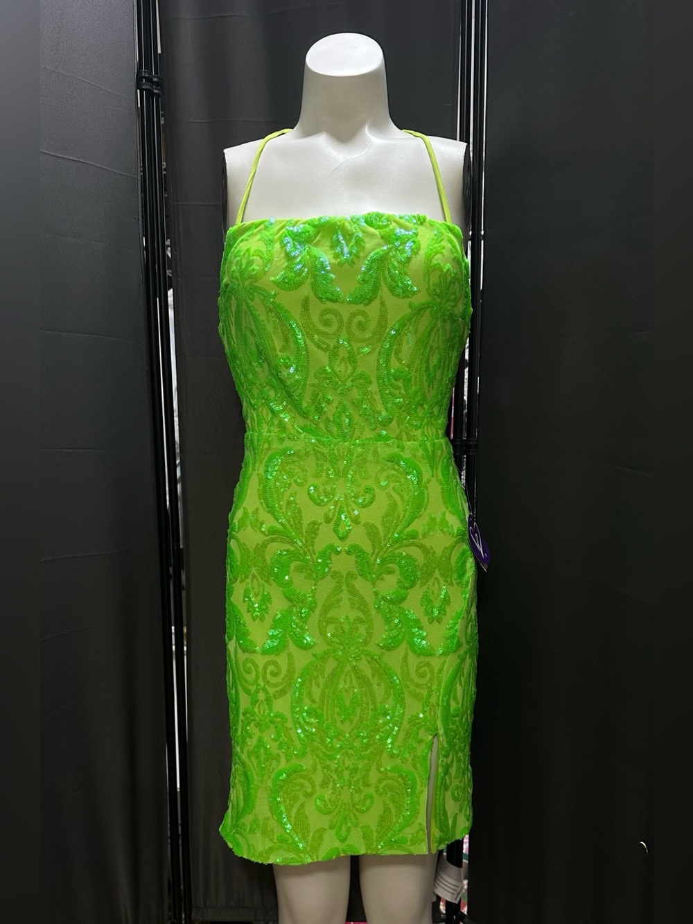 Windsor Neon Green Sequin Mini Dress